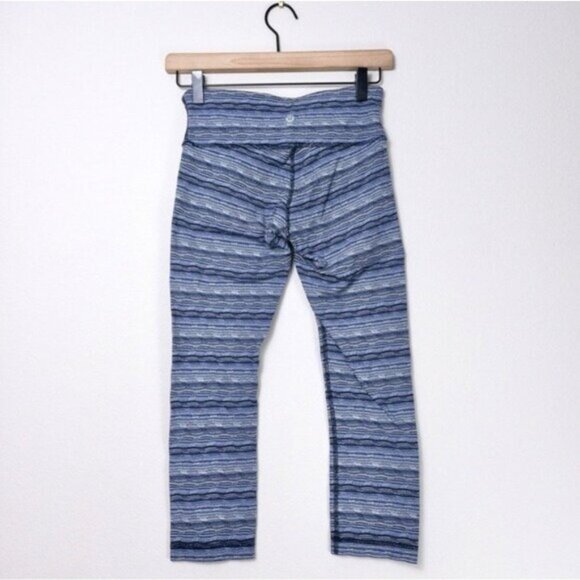 Lululemon Wunder Under Crop Legging 4 Space Dye Twist Sapphire Blue High Rise - Picture 6 of 7